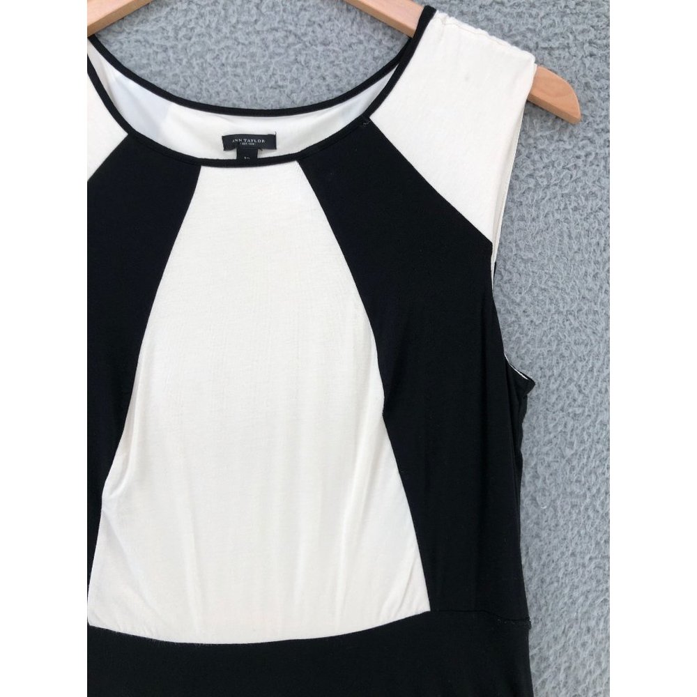 Ann Taylor Black and White Colorblock Midi Dress - Picture 2 of 10